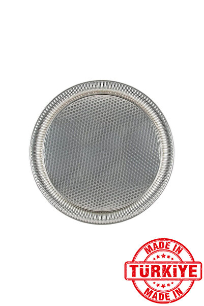 FARİKA صينية معدنية مصبوبة بيضاء اللون تتسع لستة أشخاص، قطرها 35 سم (صنع في ت...