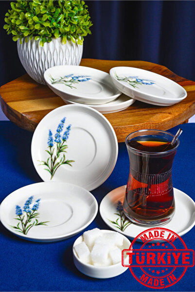 Heda Porselen طقم صحون بورسلين من ست قطع بقطر 12 سم، لون الخزامى (صنع في تركيا)