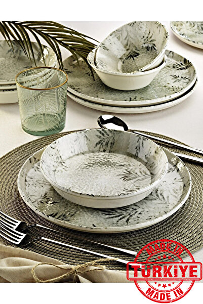 Kitchen Life طقم عشاء بورسلين مكون من 18 قطعة، يتسع لستة أشخاص، بتصميم "همس ا...