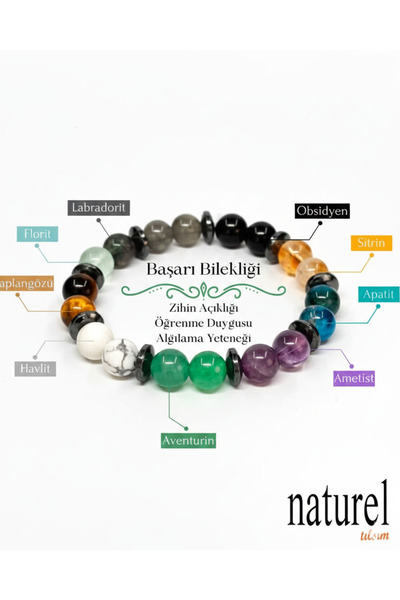 Naturel Tılsım Doğal Taş Öğrenci & Başarı Bilekliği - Öğrenci Bilekliği