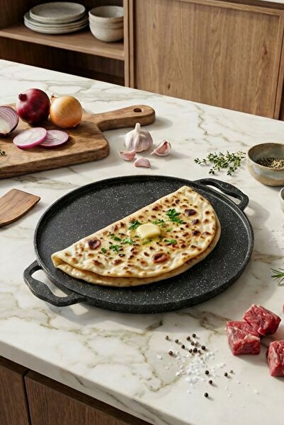 ACAR Grătar cu două fețe din fontă - Tavă pentru clătite - 34 cm