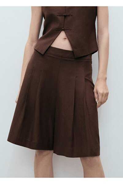 MANGO Woman Keten karışımı bermuda şort