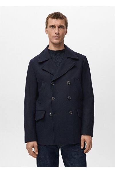 MANGO Man Kruvaze kısa yün palto