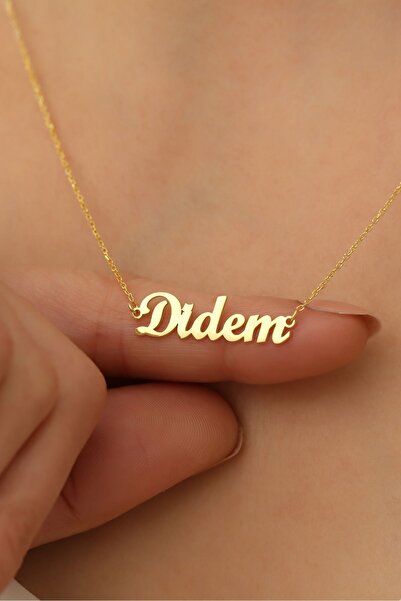 Nox Jewelry 925 Ayar Gümüş Altın Kaplama Kişiye Özel İsim Yazılı Kolye - CN00114