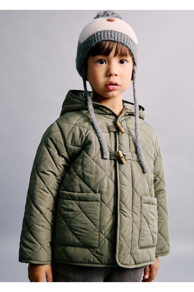 MANGO Baby Kapüşonlu tahta düğmeli anorak