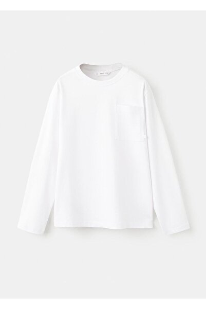 MANGO Kids Uzun kollu cepli tişört