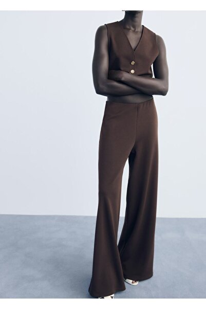 MANGO Woman Beli bağcıklı düz kesim pantolon