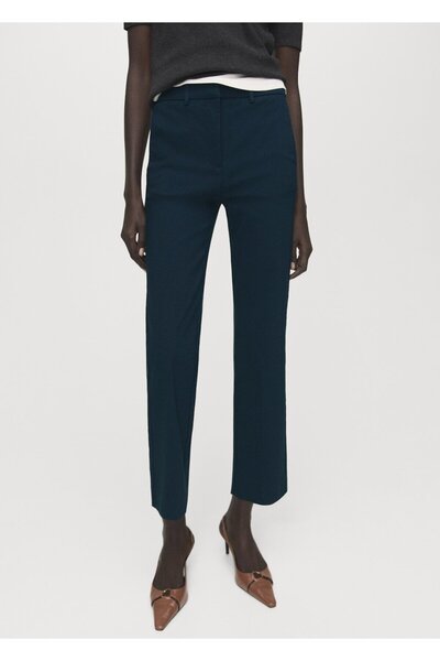 MANGO Woman Düz kesim kısa paçalı pantolon