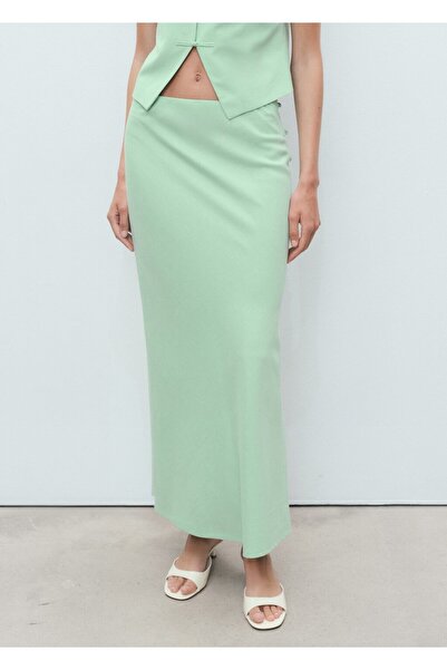 MANGO Woman Düz kesim keten karışımlı etek