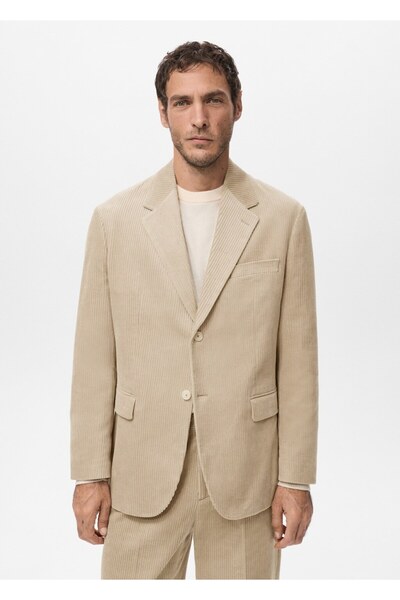 MANGO Man Dar kesimli fitilli kadife blazer ceket
