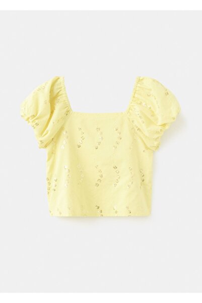 MANGO Baby Çiçek desenli pamuklu bluz