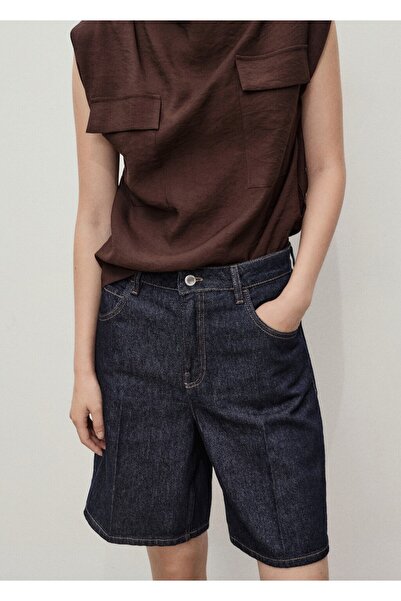 MANGO Woman Yüksek belli rinse wash bermuda şort
