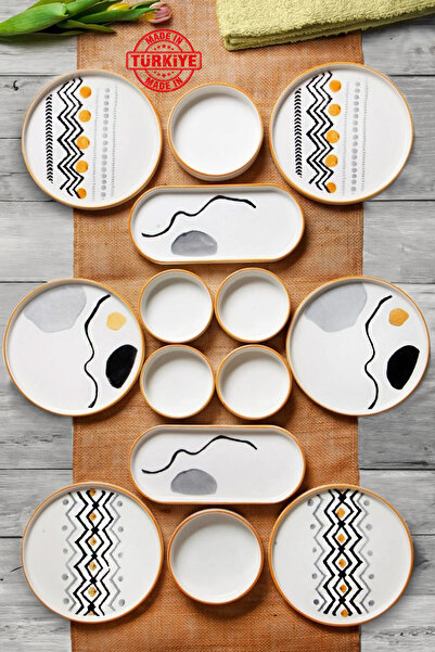 Kitchen Life 14 Piece Axial Stackable Breakfast Set for 6 People - Luxury Bre...