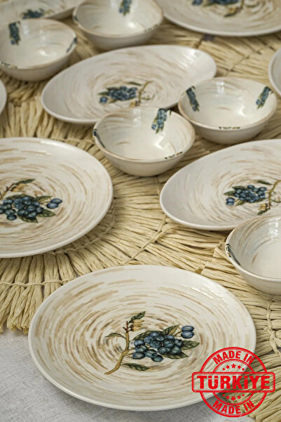 Heda Porselen طقم إفطار بورسلين 16 قطعة من التوت الأزرق لـ 6 أشخاص