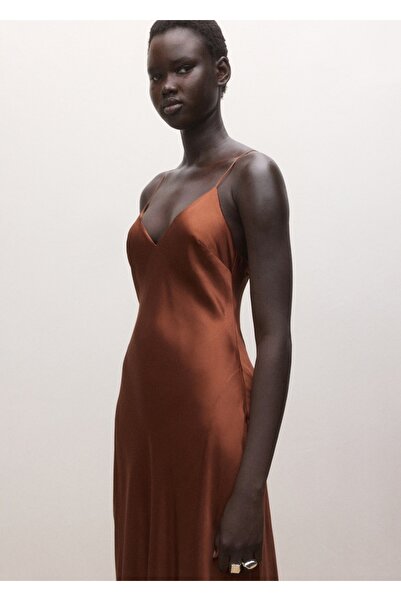 MANGO Woman Saten ipek karışımlı elbise