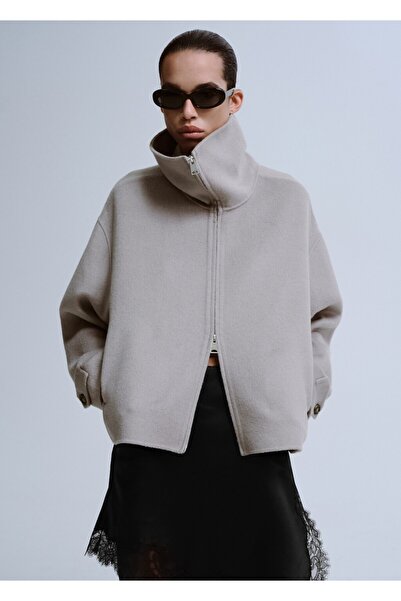 MANGO Woman Yün huni yaka ceket