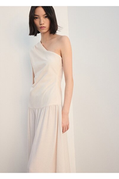 MANGO Woman Asimetrik pileli elbise