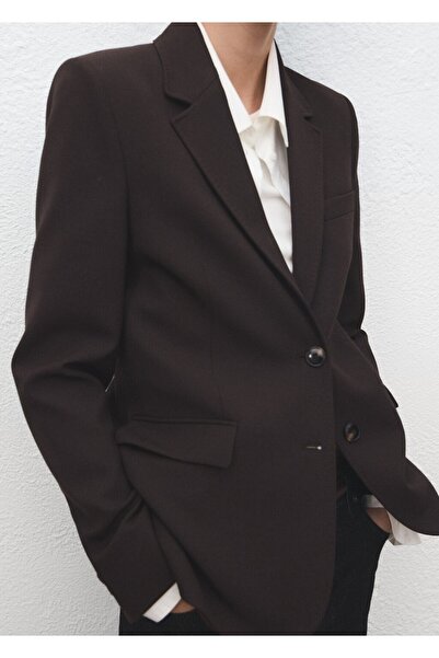 MANGO Woman Düz kesim blazer ceket