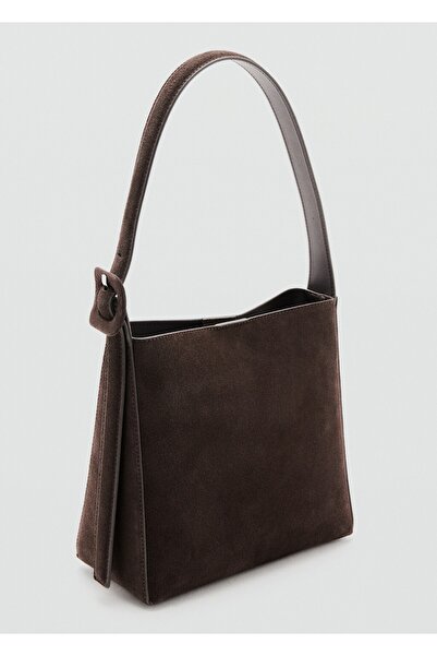 MANGO Woman Süet deri shopper çanta