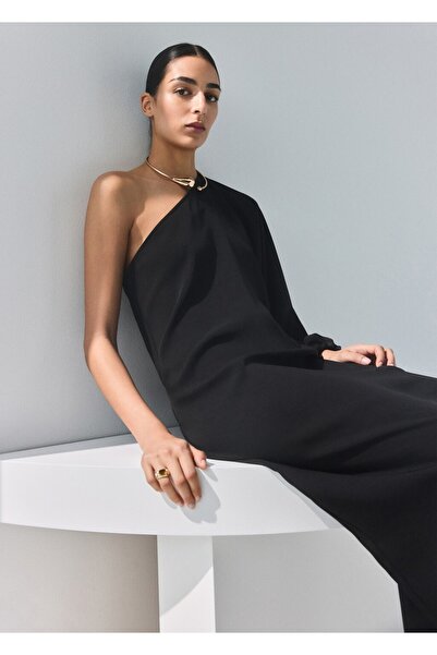 MANGO Woman Kolye detaylı kabarık kollu elbise