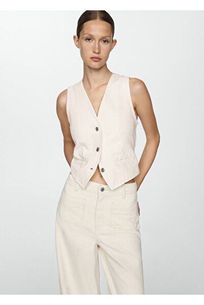 MANGO Woman Düğmeli denim yelek