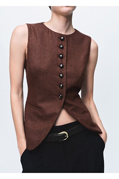 MANGO Woman Yün karışımlı düğmeli yelek