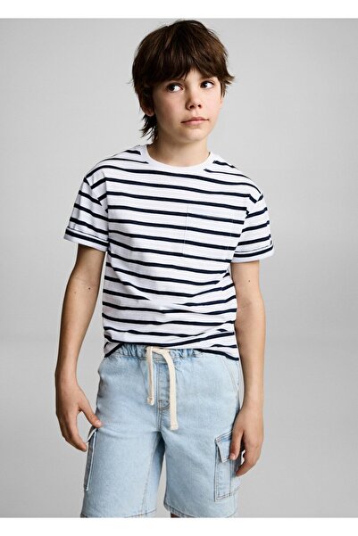 MANGO Kids Tricou cu dungi din bumbac