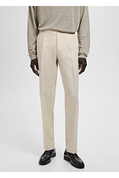 MANGO Man Salerno %100 Keten Slim Fit Takım Pantolonu