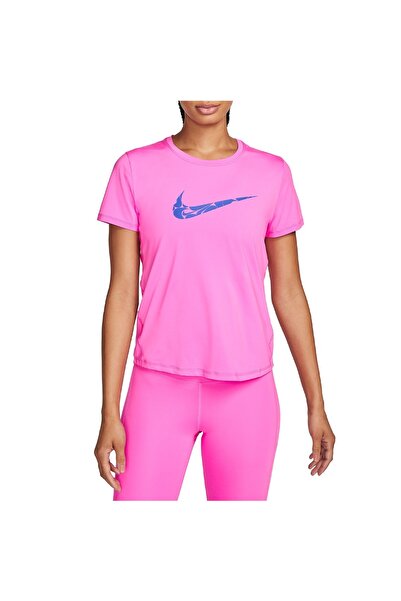 Nike Women's Dri-Fit One Swoosh SS 2024 Running T-Shirt-Pink/Blue-M