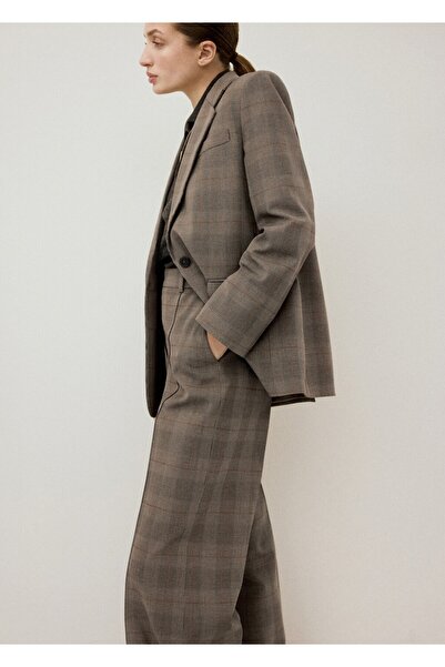 MANGO Woman Yün karışımlı kareli blazer ceket