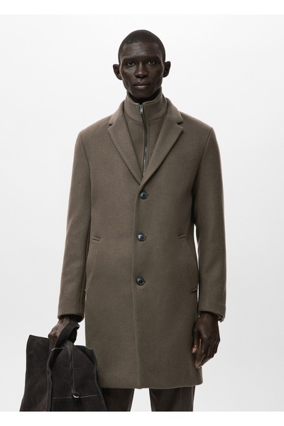 MANGO Man İç yakası çıkarılabilir yün palto