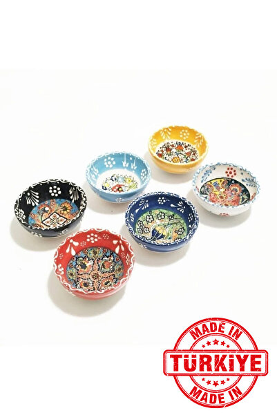 Otogar Çini 6-Piece Tile Motif Ceramic Bowl 8 cm Diameter