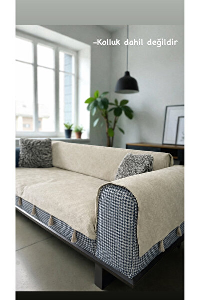 DESİGNBYASYAA Pati Dostu Koltuk Örtüsü Döşemelik Kumaş Püsküllü Kaymaz Sırt V...