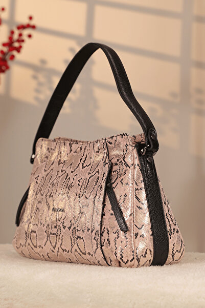 Aksesuarlia Pink Color Crocodile Pattern Genuine Leather Bag - with Shoulder ...