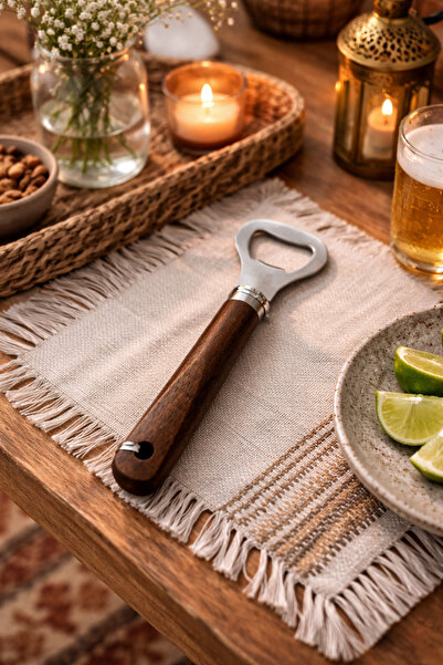 evolagrup فتاحة معدنية بمقبض خشبي من خشب الأكاسيا