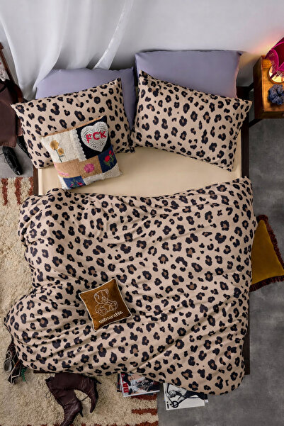 İQON طقم غطاء لحاف مزدوج تشيتا بني SETÇİFT