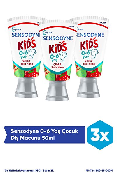 Sensodyne Promine 0-6 Yaş Çocuk Diş Macunu 50ml - Çilek Aromalı- 3 Adet