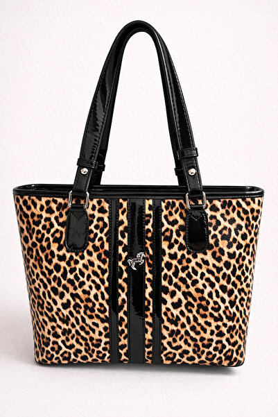 ZERVA QUEEN Miami Polo Women's Leopard Pattern Shoulder Bag Striped Detail St...