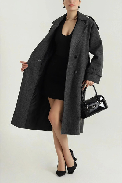 Modayıldızlar Morena Antrasit Kuşaklı Yeni Sezon Astarlı Premium Kalite Rahat...