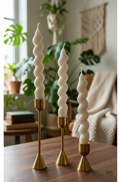 exemum 18 cm İtalyan burgu Şamdan mumu 3 adet (Şamdan mumluk hariçtir)