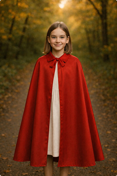 TOYFEST Crveni ovratnik Na vezivanje Dječji plašt 90 cm Kostim iz bajke – Pla...