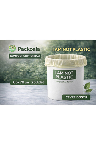 Packoala Kompost Çöp Torbası | %100 Bitki Bazlı | Mikroplastik İçermez | Daya...