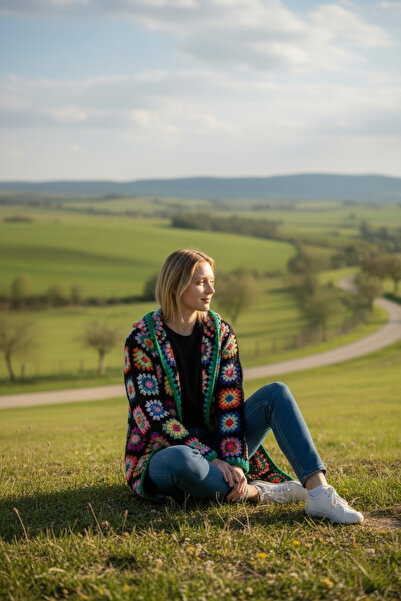 El örgüsü Yadicrochetorgu Motifli Hırka