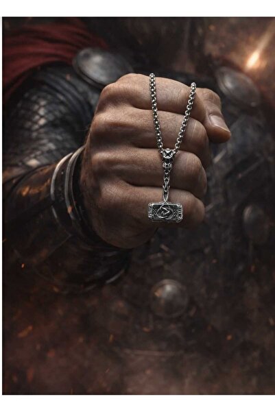GWOMA قلادة فولاذية للرجال - مطرقة فايكنغ ثور وورهامر بتصميم Mjolnir • قلادة ...