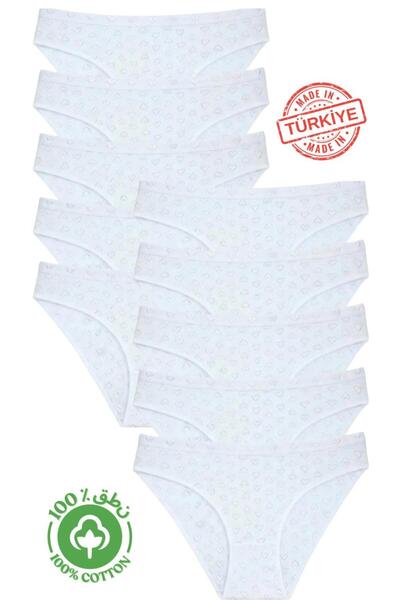 Roft & Pink سراويل داخلية نسائية بيضاء مكونة من 10 قطع مصنوعة من القطن بنسبة ...