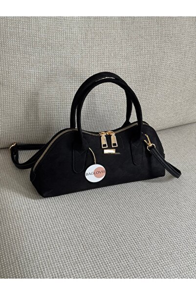 BAGLOVİS Suede Black Blnci Stylish and Simple Women's Hand/Shoulder Bag En28 ...