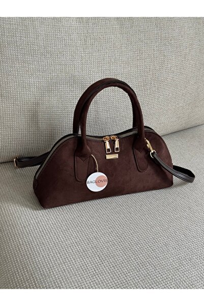 BAGLOVİS Suede Brown Blnci Stylish and Simple Women's Hand/Shoulder Bag En28 ...