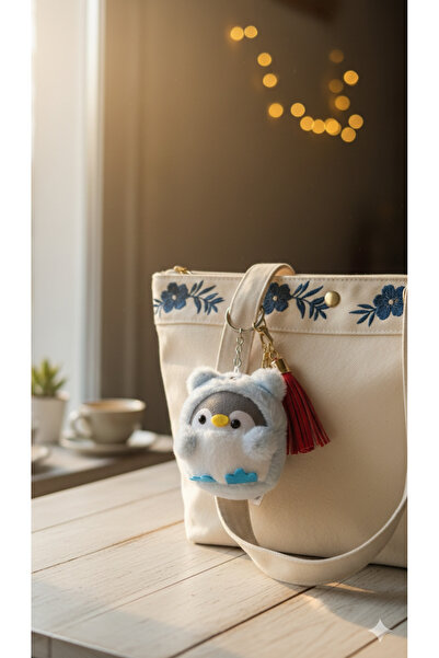 Şirin 11cm Sevimli Peluş Penguen Anahtarlık Tavşan Kostümlü - Çanta ve Anahta...