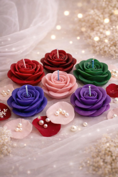 lumus candle GÜL ŞEKLİNDE DEKORATİF MUM SETİ