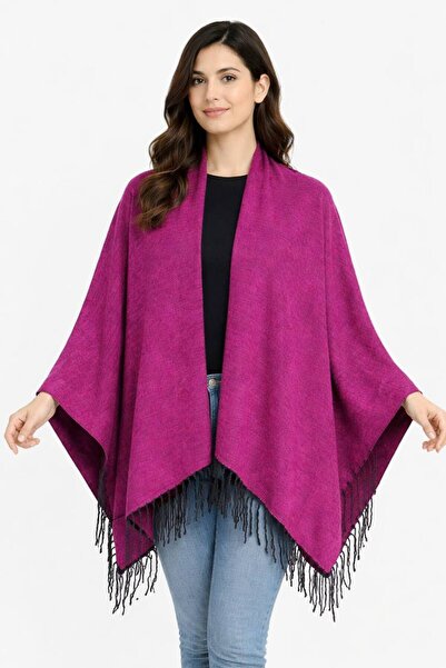 ALDAİR Women's winter double-sided poncho shoulder 140x140